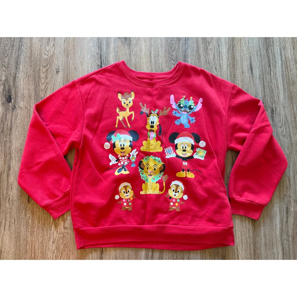 Disney 100 Mickey Holiday LIGHT UP Red Sweatshirt Christmas 2023 Size Large
